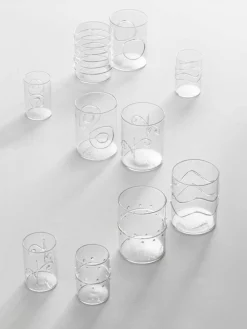 Handgemaakte waterglazen Deco' Clear, set van 6