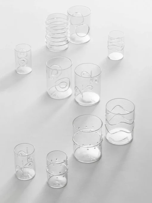 Handgemaakte waterglazen Deco' Clear, set van 6