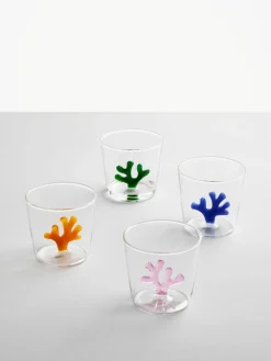 Handgemaakte waterglazen Coral Reef, 6-delig