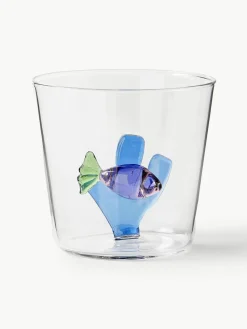 Handgemaakte waterglazen Marine Garden, 6-delig