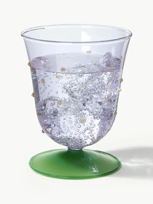 Handgemaakte waterglazen Dot van borosilicaatglas, 2 stuks