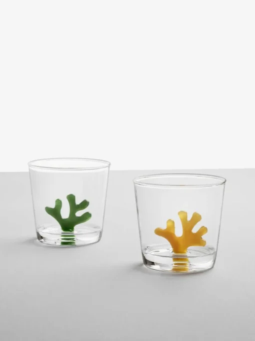 Handgemaakte waterglazen Coral Reef, 6-delig