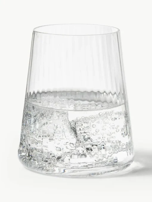 Handgemaakte waterglazen Cami met groefstructuur, 4 stuks