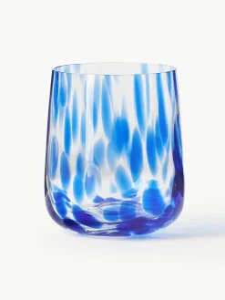 Handgemaakte waterglazen Oakley met stippenpatroon, 4 stuks