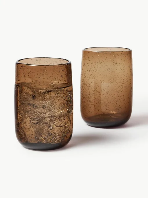 Handgemaakte waterglazen Bari met luchtbellen, 6 stuks