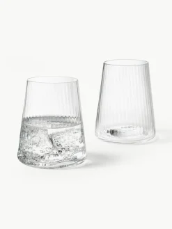Handgemaakte waterglazen Cami met groefstructuur, 4 stuks