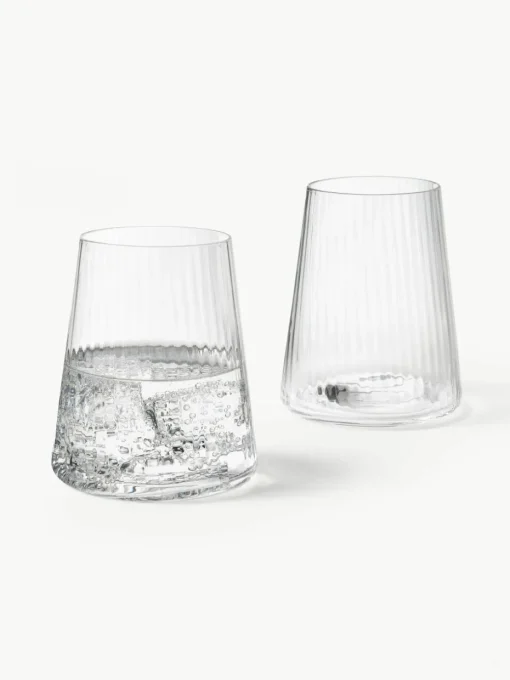 Handgemaakte waterglazen Cami met groefstructuur, 4 stuks