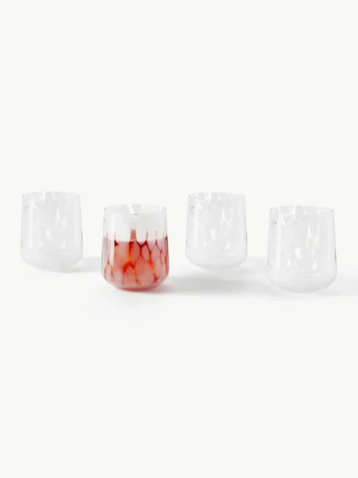 Handgemaakte waterglazen Oakley met stippenpatroon, set van 4