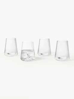 Handgemaakte waterglazen Cami met groefstructuur, 4 stuks
