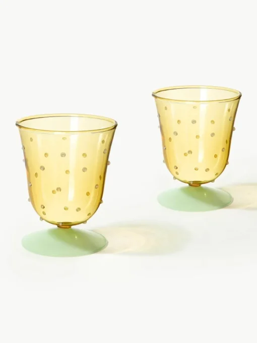 Handgemaakte waterglazen Dot van borosilicaatglas, 2 stuks