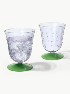 Handgemaakte waterglazen Dot van borosilicaatglas, 2 stuks