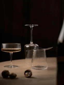 Handgemaakte waterglazen Cami met groefstructuur, 4 stuks