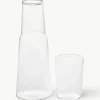 Handgemaakte waterkaraf en waterglas Torre, set van 2