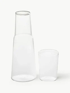 Handgemaakte waterkaraf en waterglas Torre, set van 2