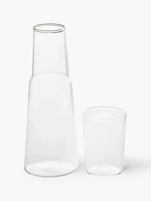 Handgemaakte waterkaraf en waterglas Torre, set van 2