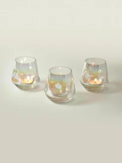 Handgemaakte waxinelichthouders Rainbow, set van 3
