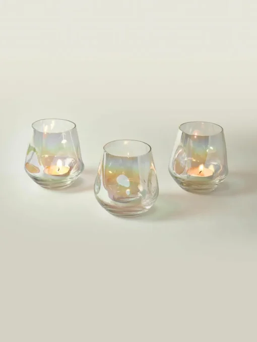 Handgemaakte waxinelichthouders Rainbow, set van 3