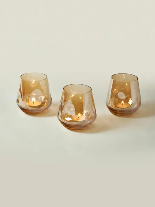 Handgemaakte waxinelichthoudersset Lustre, set van 3