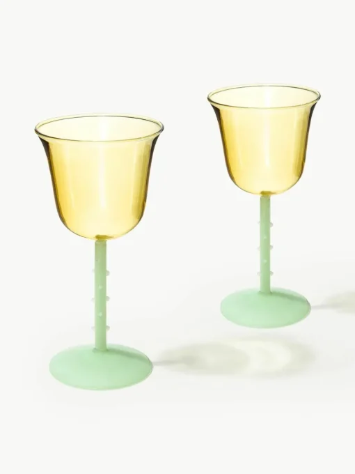 Handgemaakte wijnglazen Dot van borosilicaatglas, 2 stuks