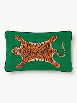 Handgemaakte wollendecoratief kussen Tiger