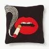Handgemaakte wollendecoratief kussen Lips Smolder