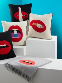Handgemaakte wollendecoratief kussen Lips Bitten