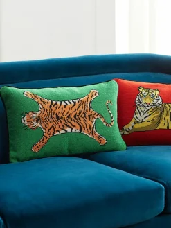 Handgemaakte wollendecoratief kussen Tiger