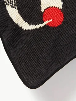 Handgemaakte wollendecoratief kussen Lips Smolder