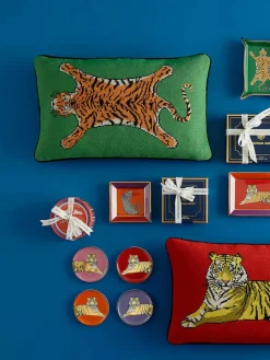 Handgemaakte wollendecoratief kussen Tiger