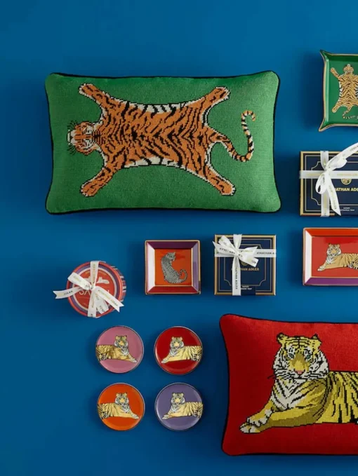 Handgemaakte wollendecoratief kussen Tiger