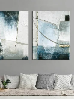 Handgeschilderde canvasdoek Golden Blue II