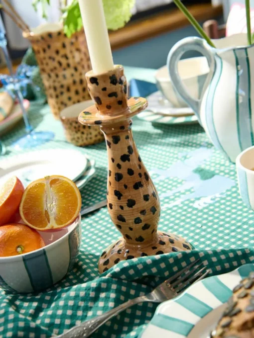 Handgeschilderde kandelaar Leopard
