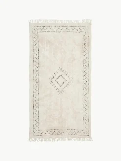 Handgetuft katoenen vloerkleed Fionn met franjes
