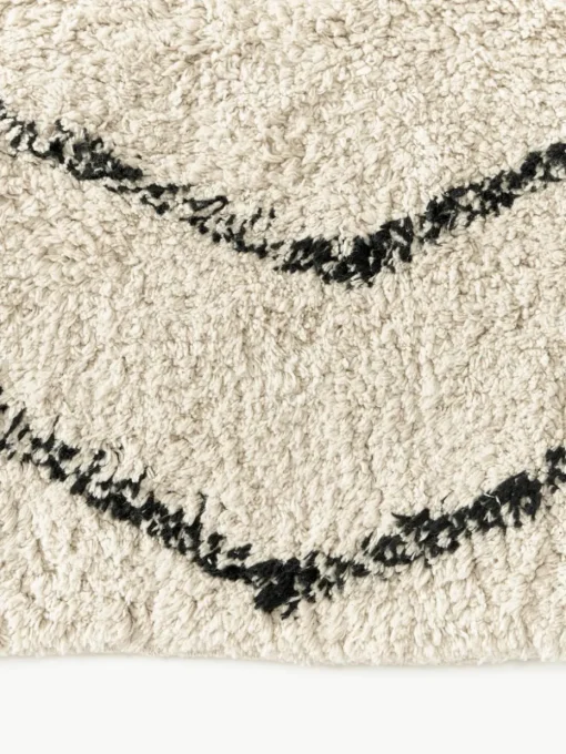 Handgetuft katoenen vloerkleed Bina met ruitjesmotief en franjes