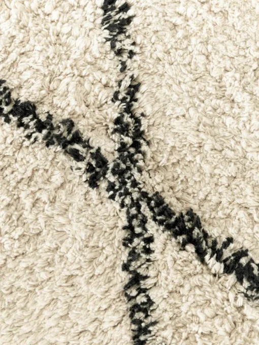 Handgetuft katoenen vloerkleed Bina met ruitjesmotief en franjes