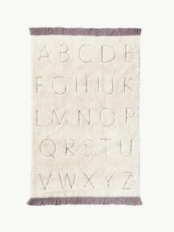 Handgetuft kindervloerkleed ABC met lettermotief, wasbaar
