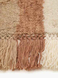 Handgetuft kindervloerkleed Rainbow van wol met franjes