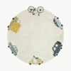 Handgetuft rond kindervloerkleed Wheels met hoog-laag effect, wasbaar