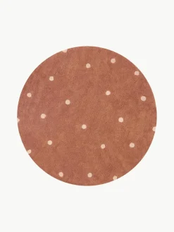 Handgetuft rond vloerkleed Dot met hoog-laag effect, wasbaar