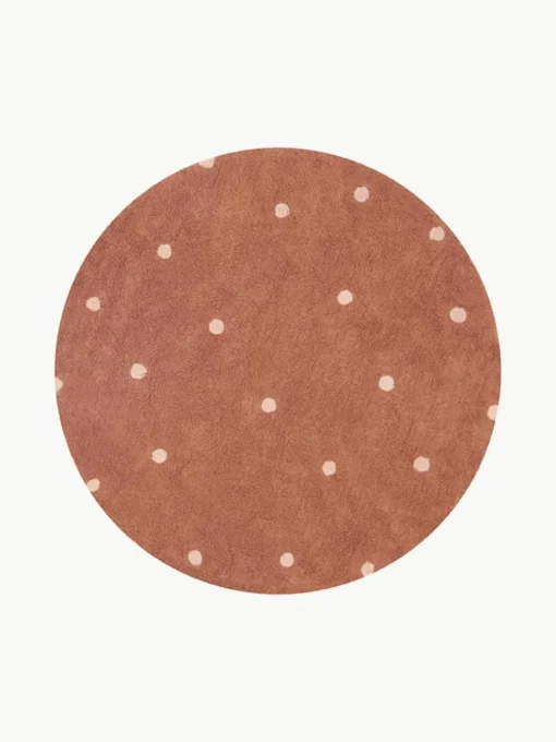 Handgetuft rond vloerkleed Dot met hoog-laag effect, wasbaar