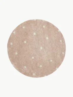 Handgetuft rond vloerkleed Dot met hoog-laag effect, wasbaar