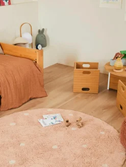 Handgetuft rond vloerkleed Dot met hoog-laag effect, wasbaar