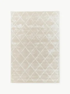 Handgetuft viscose vloerkleed Glanzend met ruitpatroon
