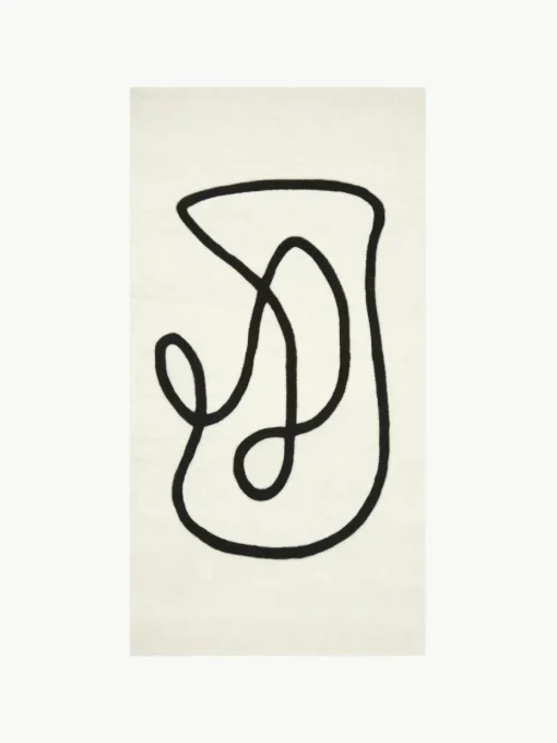 Handgetuft wollen vloerkleed Line met One Line tekening