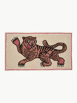 Handgetuft wollen vloerkleed roze Tiger