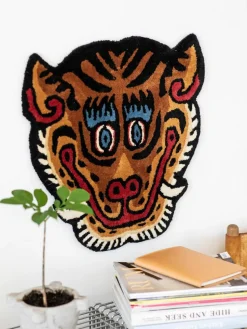 Handgetuft wollen vloerkleed Tiger Face