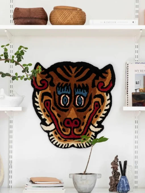 Handgetuft wollen vloerkleed Tiger Face