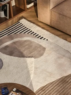 Handgetuft wollen vloerkleed Rosco met hoog-laag structuur