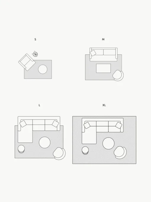 Handgetuft wollen vloerkleed Line met One Line tekening
