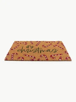 Handgetufte deurmat Anuka met kerstpatroon